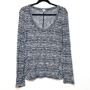 SPLENDID Black White Knit Scoop Neck Sweater Sz M